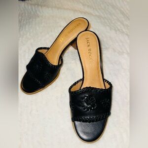 Jack Rogers Black Leather Mules